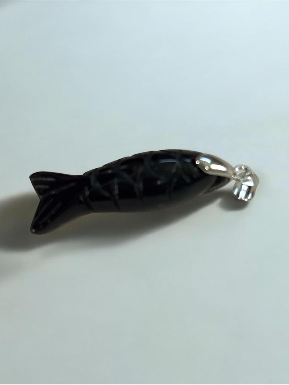 Black Obsidian Fish Pendant Charm for Pet Fish Accessories